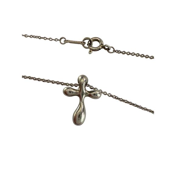 Tiffany and Co Elsa Peretti Cross Pendant Necklace in Sterling Silver (16") - Picture 9 of 12